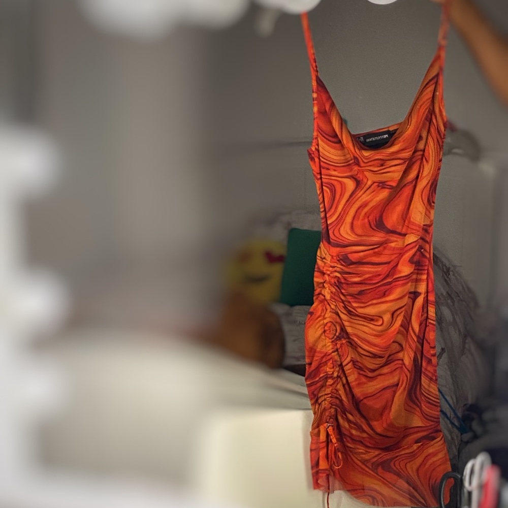 Orange ruched dress